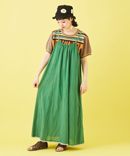 CUBE SUGAR（キューブシュガー）の「綿ボイル無地キャミソールワンピース（ワンピース・レディース・オレンジ/ブルー/グリーン/ナチュラル・M）」の13枚目の写真