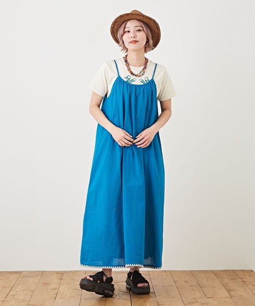 CUBE SUGAR（キューブシュガー）の「綿ボイル無地キャミソールワンピース（ワンピース・レディース・オレンジ/ブルー/グリーン/ナチュラル・M）」の17枚目の写真