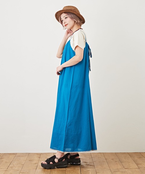 CUBE SUGAR（キューブシュガー）の「綿ボイル無地キャミソールワンピース（ワンピース・レディース・オレンジ/ブルー/グリーン/ナチュラル・M）」の18枚目の写真