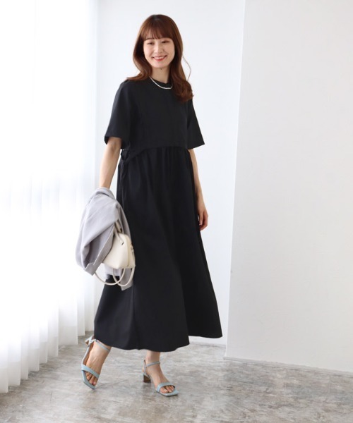 Pierrot（ピエロ）の「半袖シャツワンピース（シャツワンピース・レディース・ブラック/ネイビー/オフホワイト・M/L）」の8枚目の写真