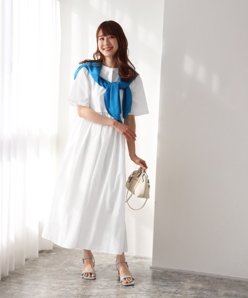 Pierrot（ピエロ）の「半袖シャツワンピース（シャツワンピース・レディース・ブラック/ネイビー/オフホワイト・M/L）」の5枚目の写真