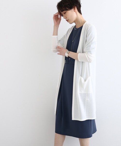 INDIVI(インディヴィ)の「【洗える/UVケア/接触冷感/日本製】定番!ロング丈カーディガン(カーディガン/ボレロ・レディース・ライトグレー/ブラック/ダークネイビー/ホワイト系/ダークブラウン・38/40/05/15 /13/19)」の16枚目の写真