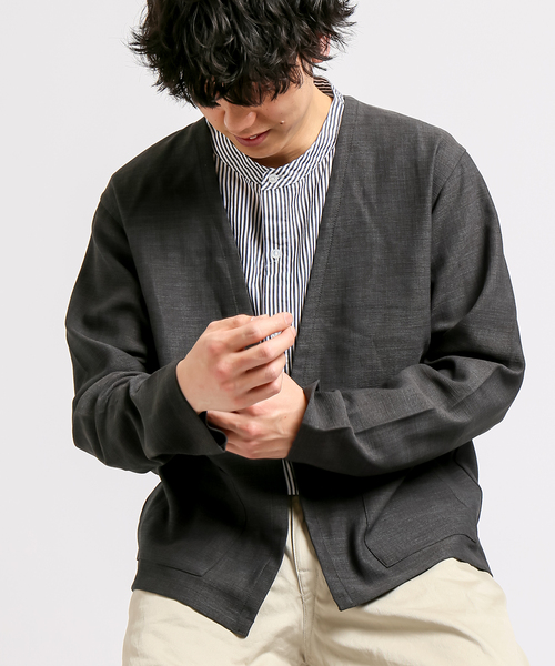 B.C STOCK（ベーセーストック）の「ポリエステルブッチャーオーバーカーデ（シャツ/ブラウス・メンズ・チャコールグレー/ブラウン/グレー・MEDIUM/LARGE/X-LARGE）」の2枚目の写真