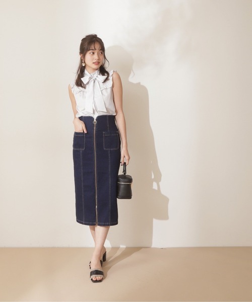 PROPORTION BODY DRESSING(プロポーションボディドレッシング)の「ストライプボウタイ付きブラウス / 1212110903(シャツ/ブラウス・レディース・ブラウン/パープル/グレー・MEDIUM/SMALL)」の8枚目の写真