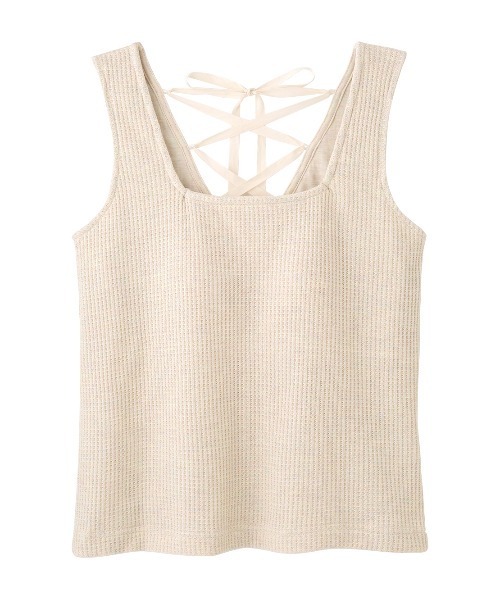 PEACH JOHN（ピーチジョン）の「【柔らかワッフル素材のパッド付きタンクトップ】ワンマイルワッフルパデットタンク（タンクトップ・レディース・ブラウン/グレー/アイボリー・S/M/M/L）」の8枚目の写真