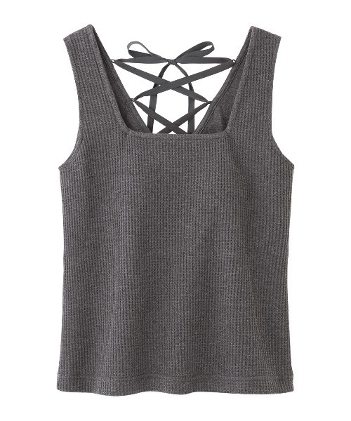 PEACH JOHN（ピーチジョン）の「【柔らかワッフル素材のパッド付きタンクトップ】ワンマイルワッフルパデットタンク（タンクトップ・レディース・ブラウン/グレー/アイボリー・S/M/M/L）」の9枚目の写真