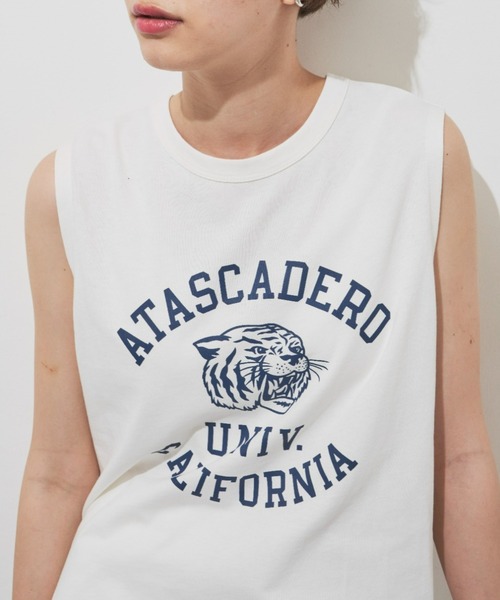 Auntie Rosa Holiday(アンティローザホリデー)の「アニマルカレッジノースリーブT(Tシャツ/カットソー・レディース・チャコールグレー/オフホワイト/ピンク・FREE)」の1枚目の写真