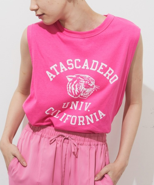 Auntie Rosa Holiday(アンティローザホリデー)の「アニマルカレッジノースリーブT(Tシャツ/カットソー・レディース・チャコールグレー/オフホワイト/ピンク・FREE)」の3枚目の写真
