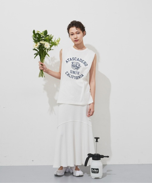 Auntie Rosa Holiday(アンティローザホリデー)の「アニマルカレッジノースリーブT(Tシャツ/カットソー・レディース・チャコールグレー/オフホワイト/ピンク・FREE)」の13枚目の写真