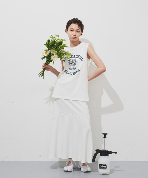 Auntie Rosa Holiday(アンティローザホリデー)の「アニマルカレッジノースリーブT(Tシャツ/カットソー・レディース・チャコールグレー/オフホワイト/ピンク・FREE)」の6枚目の写真