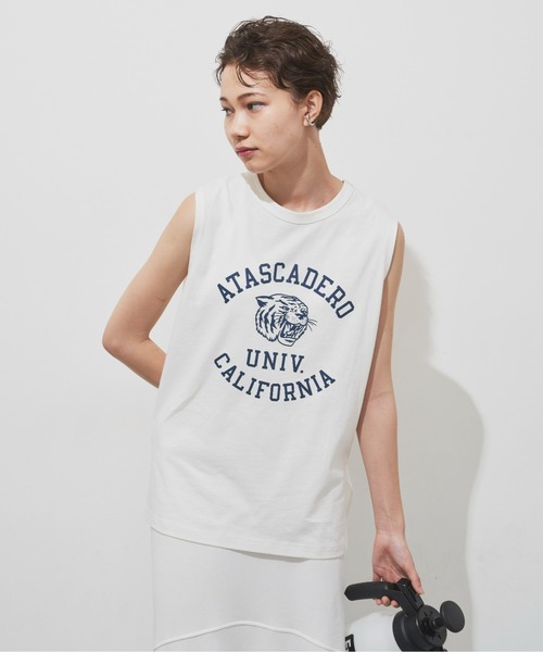Auntie Rosa Holiday(アンティローザホリデー)の「アニマルカレッジノースリーブT(Tシャツ/カットソー・レディース・チャコールグレー/オフホワイト/ピンク・FREE)」の11枚目の写真
