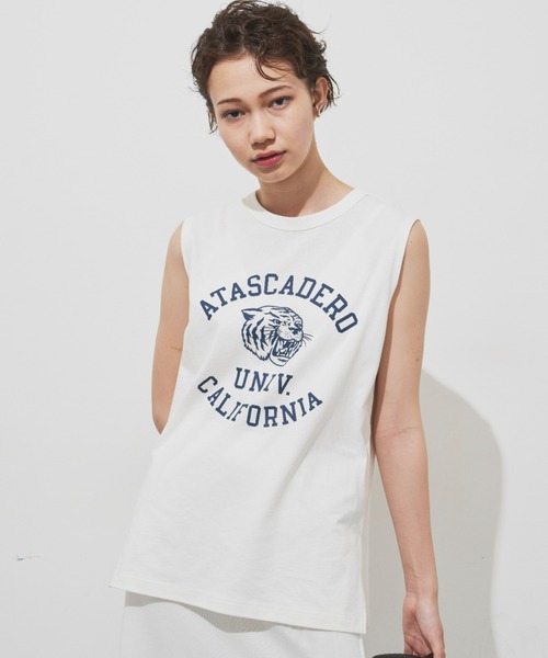 Auntie Rosa Holiday(アンティローザホリデー)の「アニマルカレッジノースリーブT(Tシャツ/カットソー・レディース・チャコールグレー/オフホワイト/ピンク・FREE)」の9枚目の写真