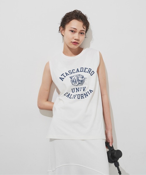 Auntie Rosa Holiday(アンティローザホリデー)の「アニマルカレッジノースリーブT(Tシャツ/カットソー・レディース・チャコールグレー/オフホワイト/ピンク・FREE)」の15枚目の写真