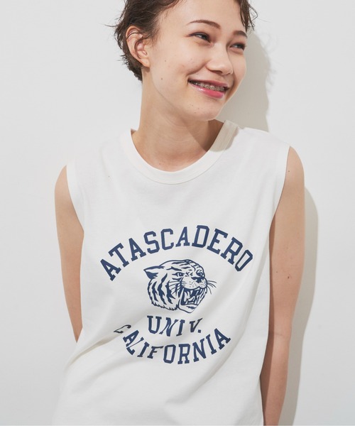 Auntie Rosa Holiday(アンティローザホリデー)の「アニマルカレッジノースリーブT(Tシャツ/カットソー・レディース・チャコールグレー/オフホワイト/ピンク・FREE)」の5枚目の写真