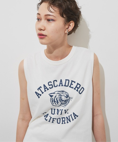 Auntie Rosa Holiday(アンティローザホリデー)の「アニマルカレッジノースリーブT(Tシャツ/カットソー・レディース・チャコールグレー/オフホワイト/ピンク・FREE)」の4枚目の写真