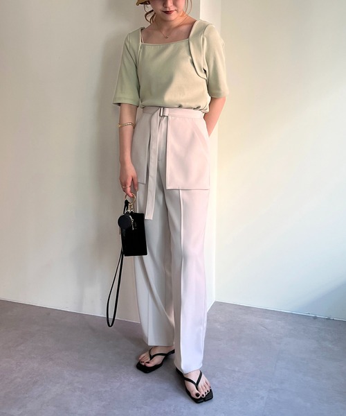 CAPRICIEUX LE'MAGE（カプリシューレマージュ）の「ボレロレイヤード風リブTシャツ（Tシャツ/カットソー・レディース・ホワイト/ブラック/グリーン・FREE）」の4枚目の写真