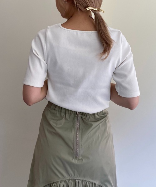 CAPRICIEUX LE'MAGE（カプリシューレマージュ）の「ボレロレイヤード風リブTシャツ（Tシャツ/カットソー・レディース・ホワイト/ブラック/グリーン・FREE）」の7枚目の写真