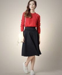 ROSE BUD COUPLES  | CCTB-15107 STRETCH KNIT MIDI FLARE SKIRT(スカート)