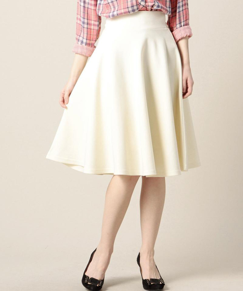 ROSE BUD COUPLES （ローズ バッド カップルズ）の「CCTB-15107 STRETCH KNIT MIDI FLARE SKIRT（スカート・レディース・アイボリー/ブラック/ミント/ネイビー・ONE SIZE）」の2枚目の写真