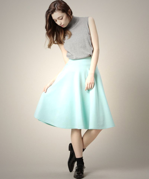 ROSE BUD COUPLES （ローズ バッド カップルズ）の「CCTB-15107 STRETCH KNIT MIDI FLARE SKIRT（スカート・レディース・アイボリー/ブラック/ミント/ネイビー・ONE SIZE）」の12枚目の写真