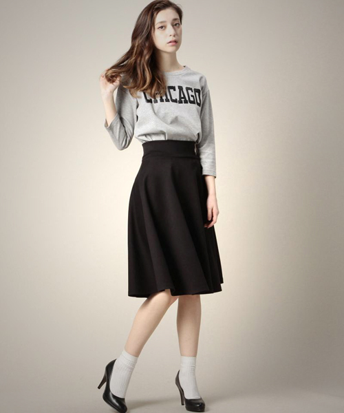 ROSE BUD COUPLES （ローズ バッド カップルズ）の「CCTB-15107 STRETCH KNIT MIDI FLARE SKIRT（スカート・レディース・アイボリー/ブラック/ミント/ネイビー・ONE SIZE）」の15枚目の写真