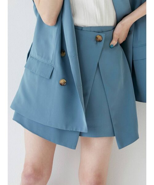 MURUA（ムルーア）の「ドビークロスラップキュロット【セットアップ着用可能】（スラックス・レディース・ブラック/ベージュ/ブルー・1/2）」の3枚目の写真