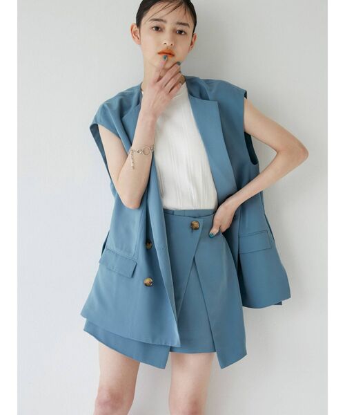 MURUA（ムルーア）の「ドビークロスラップキュロット【セットアップ着用可能】（スラックス・レディース・ブラック/ベージュ/ブルー・1/2）」の15枚目の写真