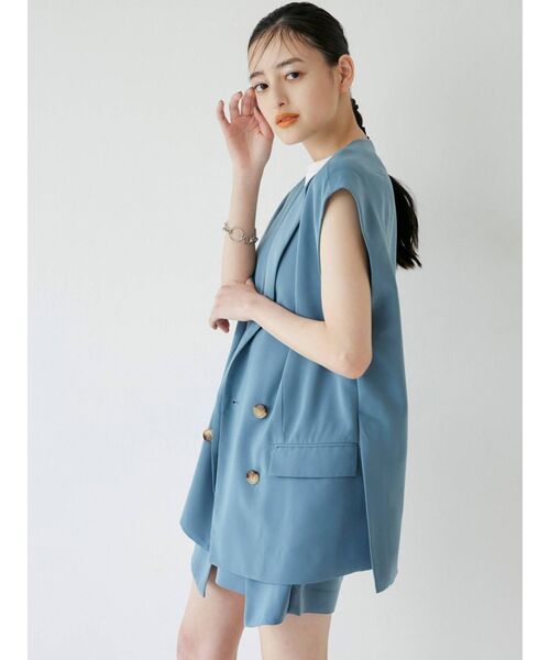 MURUA（ムルーア）の「ドビークロスラップキュロット【セットアップ着用可能】（スラックス・レディース・ブラック/ベージュ/ブルー・1/2）」の18枚目の写真