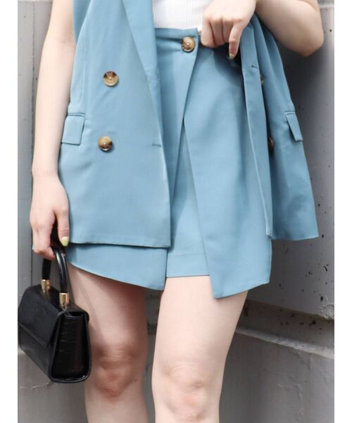 MURUA（ムルーア）の「ドビークロスラップキュロット【セットアップ着用可能】（スラックス・レディース・ブラック/ベージュ/ブルー・1/2）」の22枚目の写真