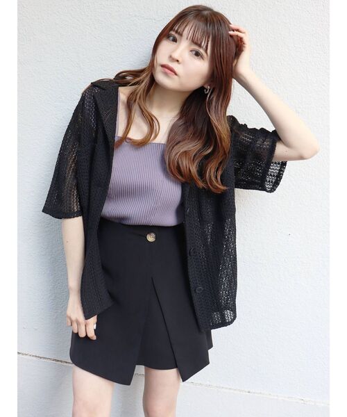 MURUA（ムルーア）の「ドビークロスラップキュロット【セットアップ着用可能】（スラックス・レディース・ブラック/ベージュ/ブルー・1/2）」の8枚目の写真