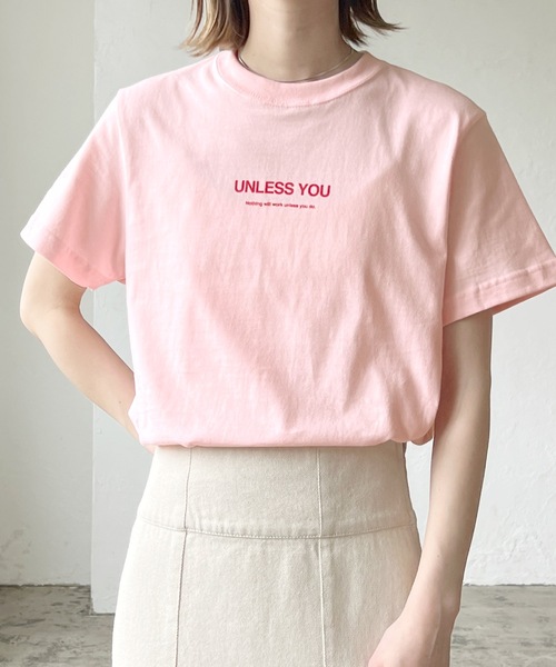 LIAN（リアン）の「UNLESSYOUロゴTシャツ（Tシャツ/カットソー・レディース・オフホワイト/ブラック/オートミール/グリーン/ピンク・FREE）」の5枚目の写真