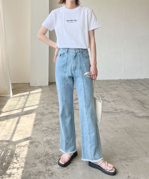 LIAN（リアン）の「UNLESSYOUロゴTシャツ（Tシャツ/カットソー・レディース・オフホワイト/ブラック/オートミール/グリーン/ピンク・FREE）」の9枚目の写真