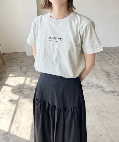 LIAN（リアン）の「UNLESSYOUロゴTシャツ（Tシャツ/カットソー・レディース・オフホワイト/ブラック/オートミール/グリーン/ピンク・FREE）」の10枚目の写真