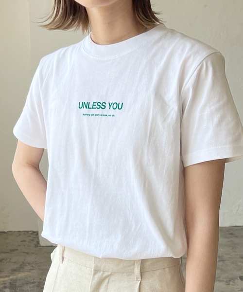 LIAN（リアン）の「UNLESSYOUロゴTシャツ（Tシャツ/カットソー・レディース・オフホワイト/ブラック/オートミール/グリーン/ピンク・FREE）」の14枚目の写真