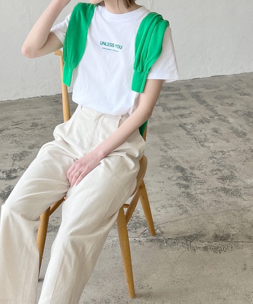 LIAN（リアン）の「UNLESSYOUロゴTシャツ（Tシャツ/カットソー・レディース・オフホワイト/ブラック/オートミール/グリーン/ピンク・FREE）」の11枚目の写真
