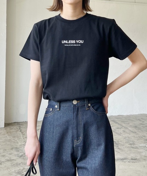 LIAN（リアン）の「UNLESSYOUロゴTシャツ（Tシャツ/カットソー・レディース・オフホワイト/ブラック/オートミール/グリーン/ピンク・FREE）」の8枚目の写真