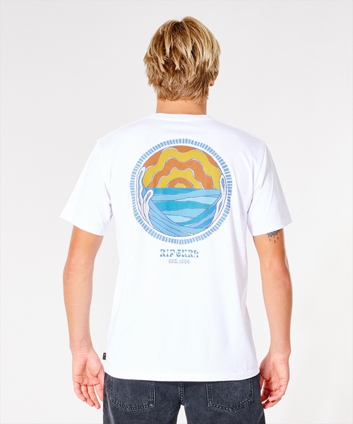 rip curl(リップカール)の「【RIPCURL(リップカール)】RAYS AND TUBED TEE/バックプリントTシャツ(Tシャツ/カットソー・メンズ・ネイビー/テラコッタ/ホワイト・SMALL/X-LARGE/MEDIUM/X-SMALL/LARGE)」の1枚目の写真