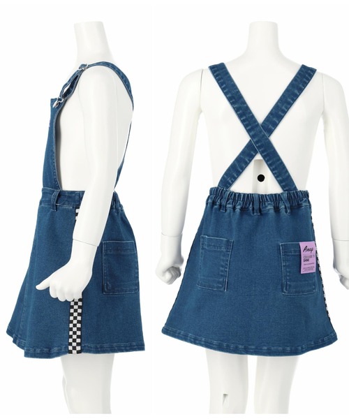 ANAP kids（アナップキッズ）の「チェッカーテープ付ジャンパースカート（ジャンパースカート・キッズ・ブルー/ブラック・120cm/110cm/130cm）」の12枚目の写真