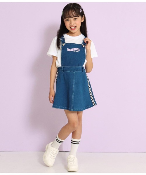 ANAP kids（アナップキッズ）の「チェッカーテープ付ジャンパースカート（ジャンパースカート・キッズ・ブルー/ブラック・120cm/110cm/130cm）」の7枚目の写真