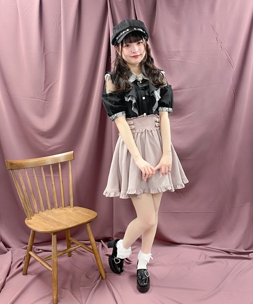 ROJITA(ロジータ)の「ラッフル肩開き半袖ブラウス(シャツ/ブラウス・レディース・ブラック/ピンク/ホワイト・FREE)」の5枚目の写真