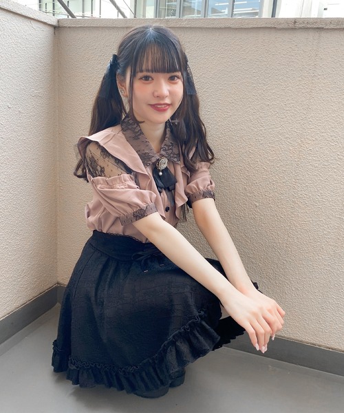 ROJITA(ロジータ)の「ラッフル肩開き半袖ブラウス(シャツ/ブラウス・レディース・ブラック/ピンク/ホワイト・FREE)」の7枚目の写真