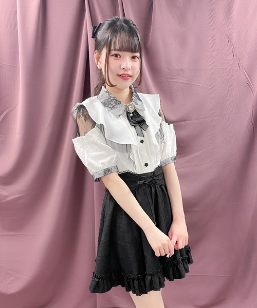 ROJITA(ロジータ)の「ラッフル肩開き半袖ブラウス(シャツ/ブラウス・レディース・ブラック/ピンク/ホワイト・FREE)」の18枚目の写真