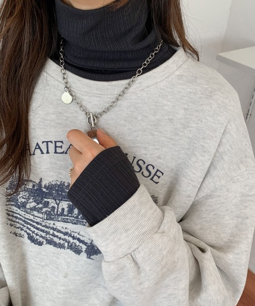 Diosfront(ディオスフロント)の「2022AW ハイネックリブカットソー(長袖)(Tシャツ/カットソー・レディース・チャコールグレー/ブラック/ベージュ/モカ・M/L)」の12枚目の写真