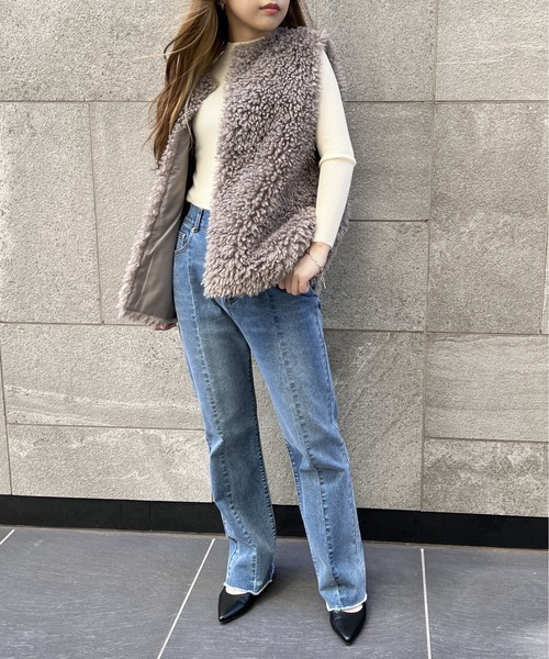 NOMAE(ノーマエ)の「ファーベスト(ベスト・レディース・ベージュ/ブラウン/アイボリー/ブラウン系その他・FREE)」の6枚目の写真