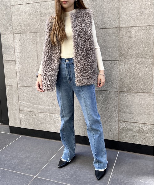 NOMAE(ノーマエ)の「ファーベスト(ベスト・レディース・ベージュ/ブラウン/アイボリー/ブラウン系その他・FREE)」の8枚目の写真