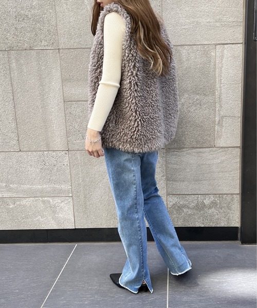 NOMAE(ノーマエ)の「ファーベスト(ベスト・レディース・ベージュ/ブラウン/アイボリー/ブラウン系その他・FREE)」の10枚目の写真