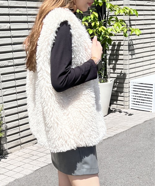 NOMAE(ノーマエ)の「ファーベスト(ベスト・レディース・ベージュ/ブラウン/アイボリー/ブラウン系その他・FREE)」の17枚目の写真