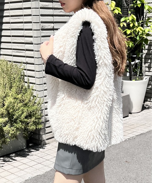 NOMAE(ノーマエ)の「ファーベスト(ベスト・レディース・ベージュ/ブラウン/アイボリー/ブラウン系その他・FREE)」の15枚目の写真