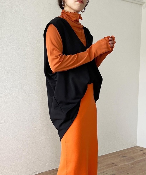 wee9s（ウィークス）の「2way center line sheer tops / 前後2wayセンターラインシアートップス（シャツ/ブラウス・レディース・ブラック/ブラウン/オレンジ/アイボリー・FREE）」の17枚目の写真