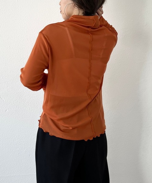 wee9s（ウィークス）の「2way center line sheer tops / 前後2wayセンターラインシアートップス（シャツ/ブラウス・レディース・ブラック/ブラウン/オレンジ/アイボリー・FREE）」の22枚目の写真